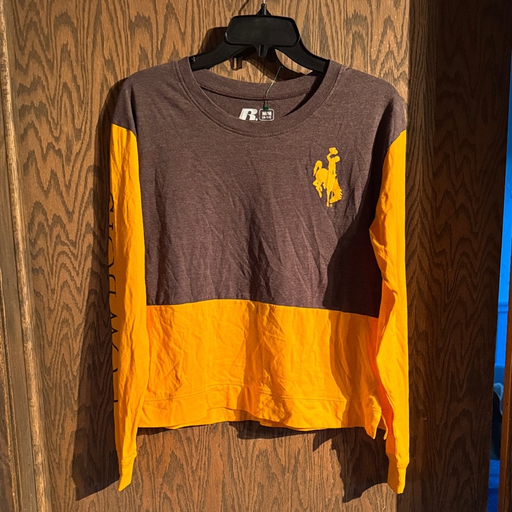 Wyoming Cowboys Brown and Yellow Long Sleeve Tee